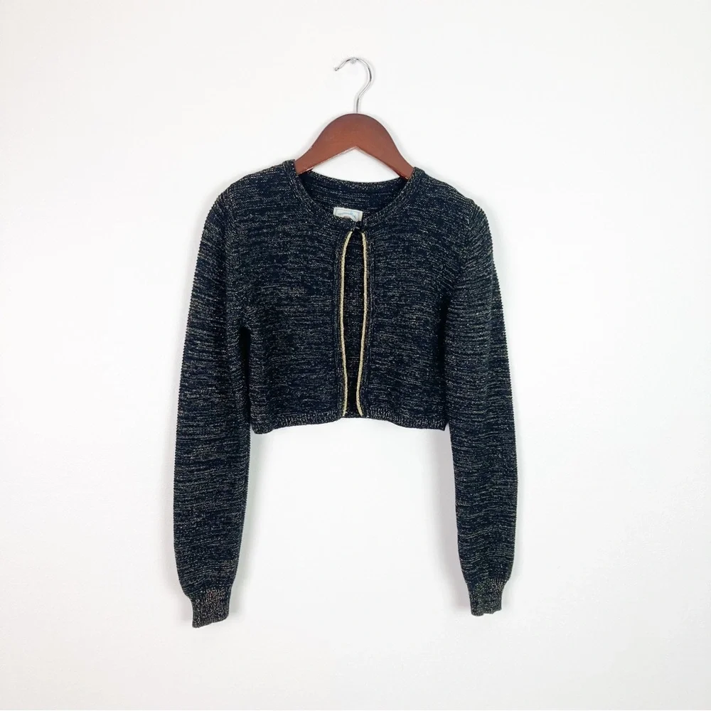 Marmellata Black Metallic Cropped Cardigan Girls 12